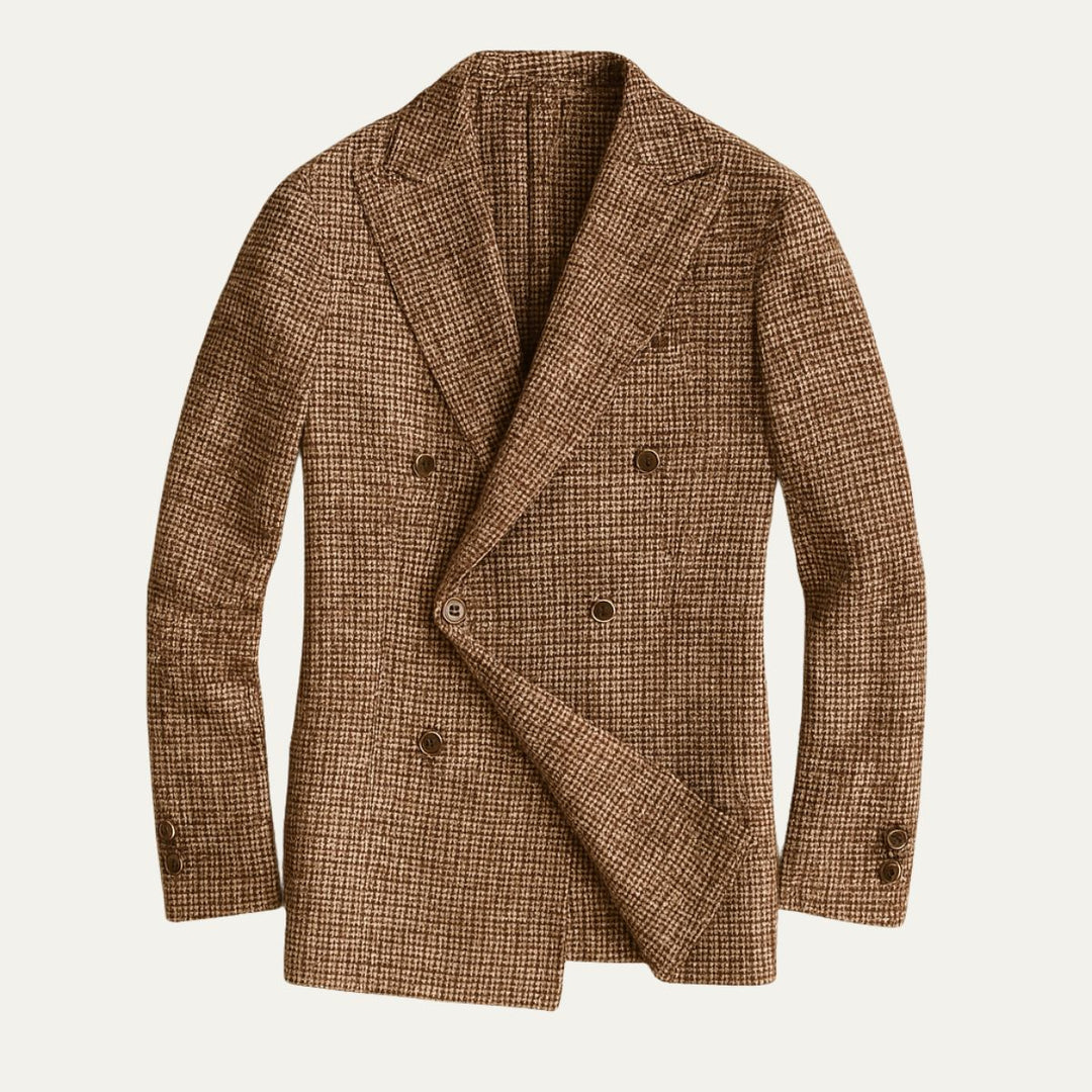 Elegant Rutig Kavaj för Män med Dubbelknäppning | Skräddarsydd Design för Stil och Komfort 0