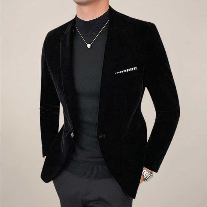 Elegant Sammetskavaj för Män | Slimmad Design med Klassiska Slag | Perfekt för Formella Tillfällen 0