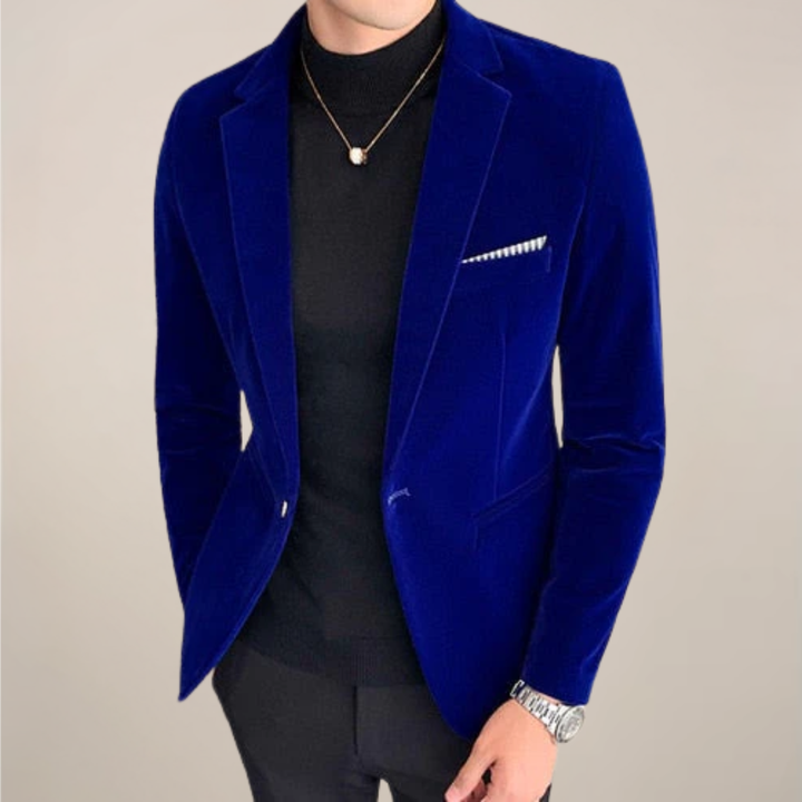 Elegant Sammetskavaj för Män | Slimmad Design med Klassiska Slag | Perfekt för Formella Tillfällen 2