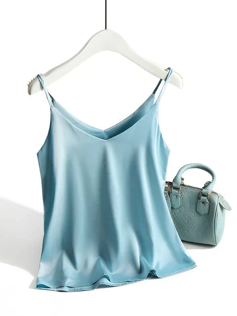 Elegant Satin Cami-Top för Kvinnor med Justerbara Remmar | Minimalistisk Design för Varma Dagar 0