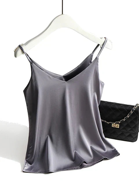 Elegant Satin Cami-Top för Kvinnor med Justerbara Remmar | Minimalistisk Design för Varma Dagar 2