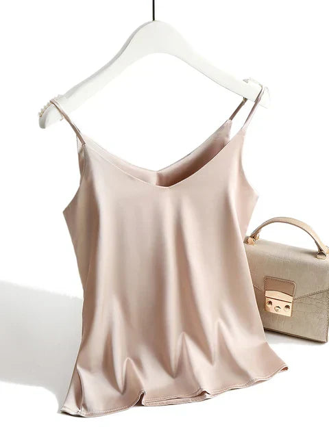 Elegant Satin Cami-Top för Kvinnor med Justerbara Remmar | Minimalistisk Design för Varma Dagar 3