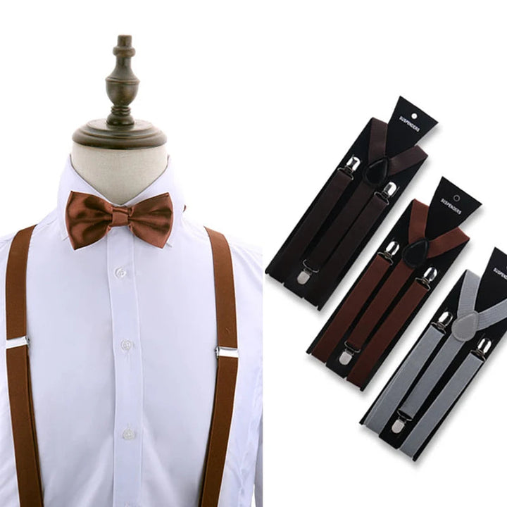 Elegant Set | Justerbara Hängslen och Fluga för Män med Tidlös Design | Perfekt för Formella Tillfällen 1