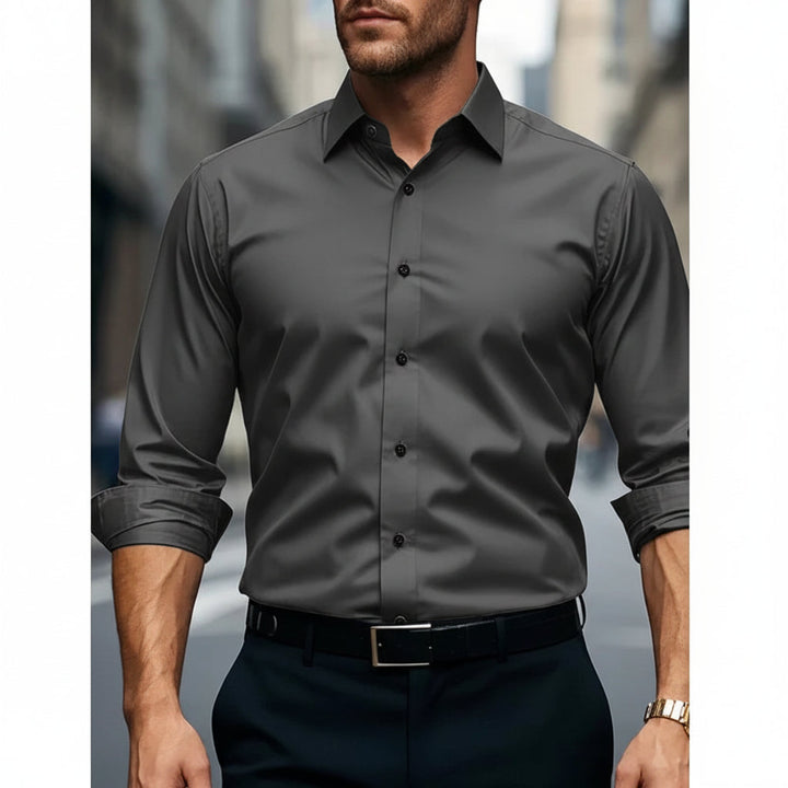 Elegant Slim Fit-skjorta för Män med Klassisk Knäppning | Perfekt för Affär och Fritid 2