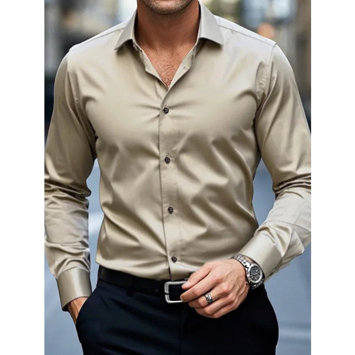 Elegant Slim Fit-skjorta för Män med Klassisk Knäppning | Perfekt för Affär och Fritid 3