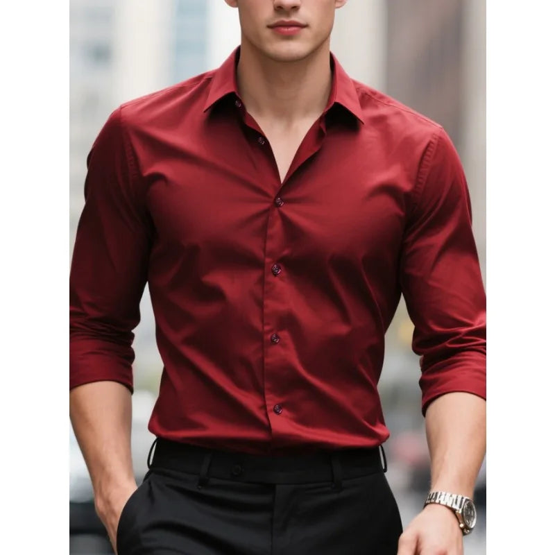 Elegant Slim Fit-skjorta för Män med Klassisk Knäppning | Perfekt för Affär och Fritid 4