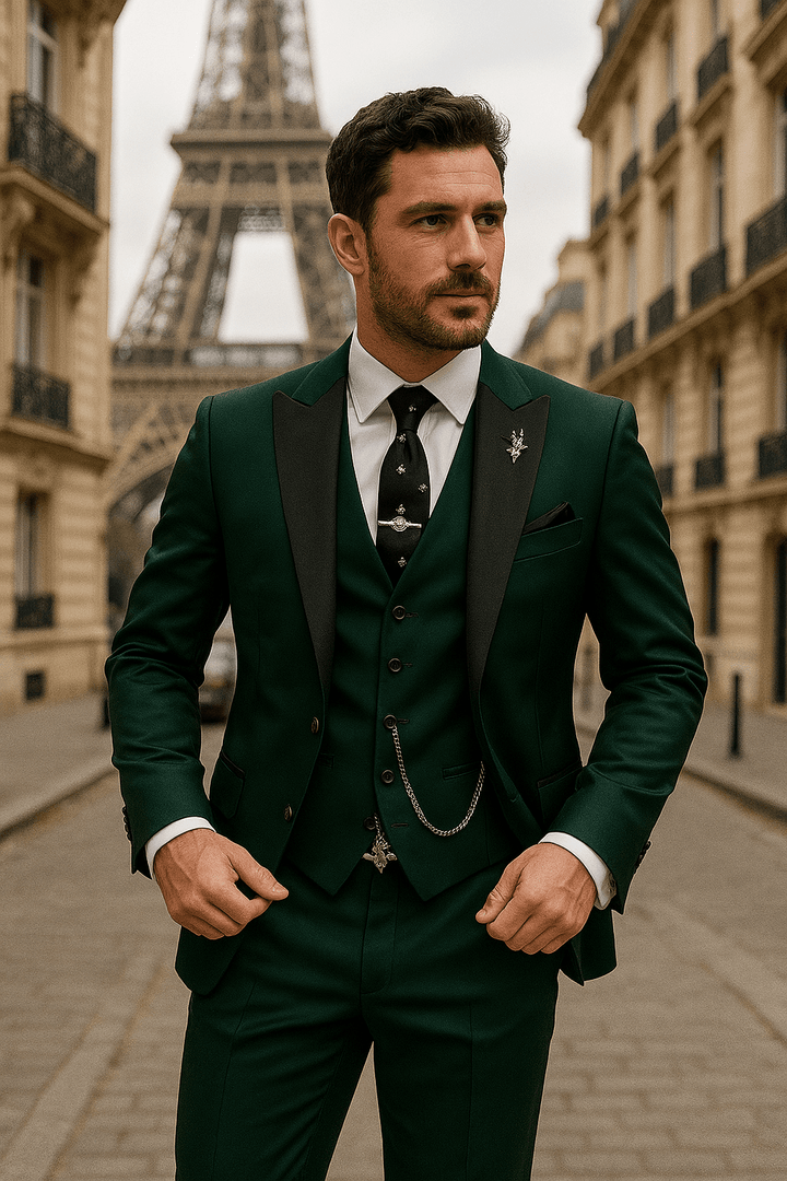 Elegant Slim Fit Dräkt för Män med Kavaj, Väst och Byxor | Perfekt för Formella Evenemang 0