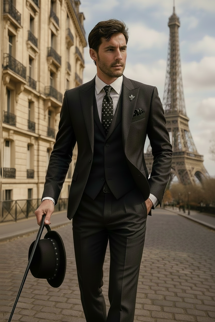 Elegant Slim Fit Dräkt för Män med Kavaj, Väst och Byxor | Perfekt för Formella Evenemang 1
