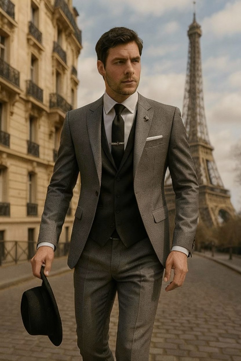 Elegant Slim Fit Dräkt för Män med Kavaj, Väst och Byxor | Perfekt för Formella Evenemang 2