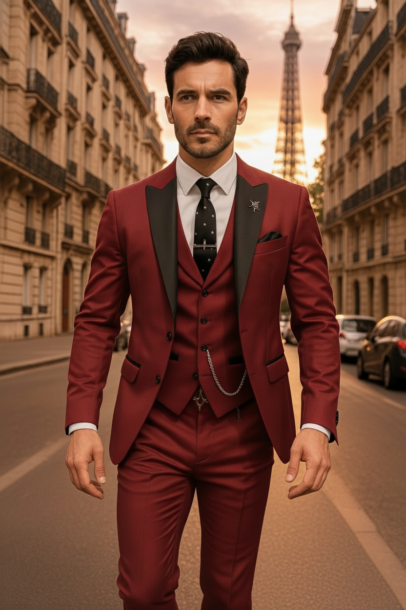 Elegant Slim Fit Dräkt för Män med Kavaj, Väst och Byxor | Perfekt för Formella Evenemang 9