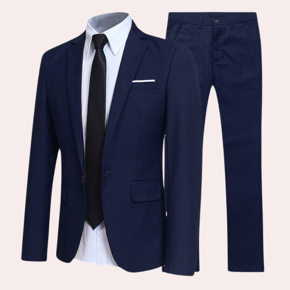 Elegant Slim Fit Kostym Herr | Enkelknäppt Kavaj med Tidlös Design | Perfekt för Formella Tillfällen 2