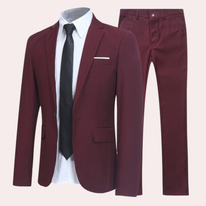 Elegant Slim Fit Kostym Herr | Enkelknäppt Kavaj med Tidlös Design | Perfekt för Formella Tillfällen 3