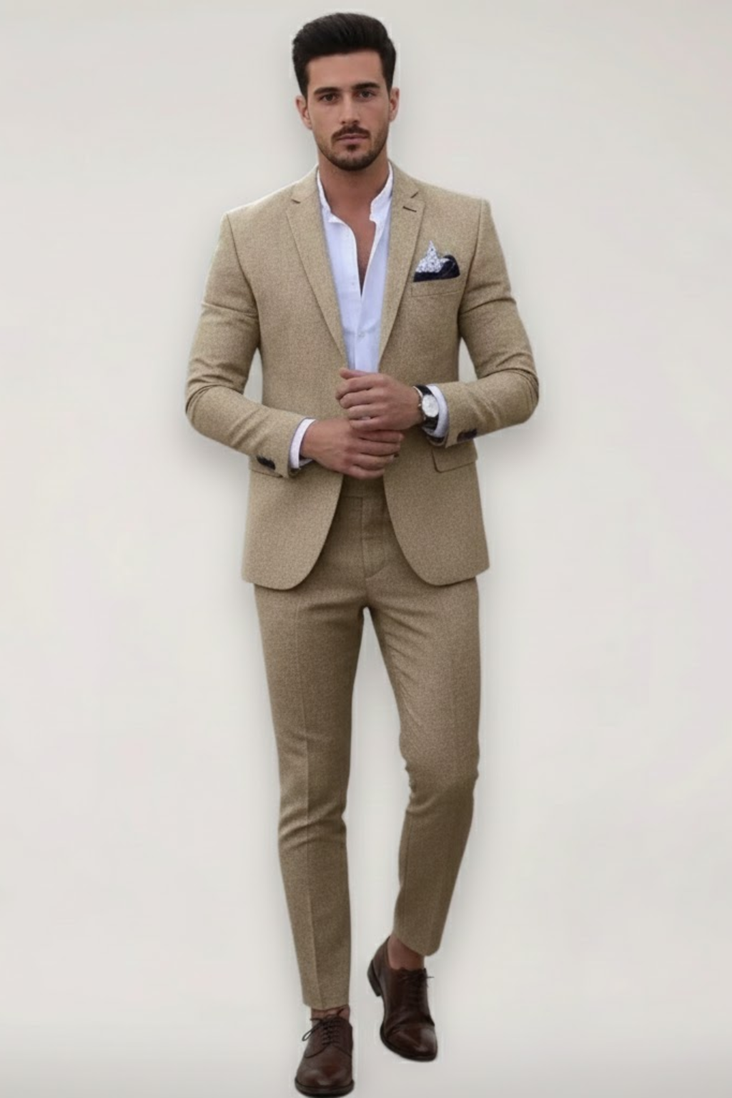 Elegant Slim Fit Kostym Herr med Skräddarsydd Kavaj &amp; Byxor | Perfekt för Bröllop och Formella Tillfällen 0