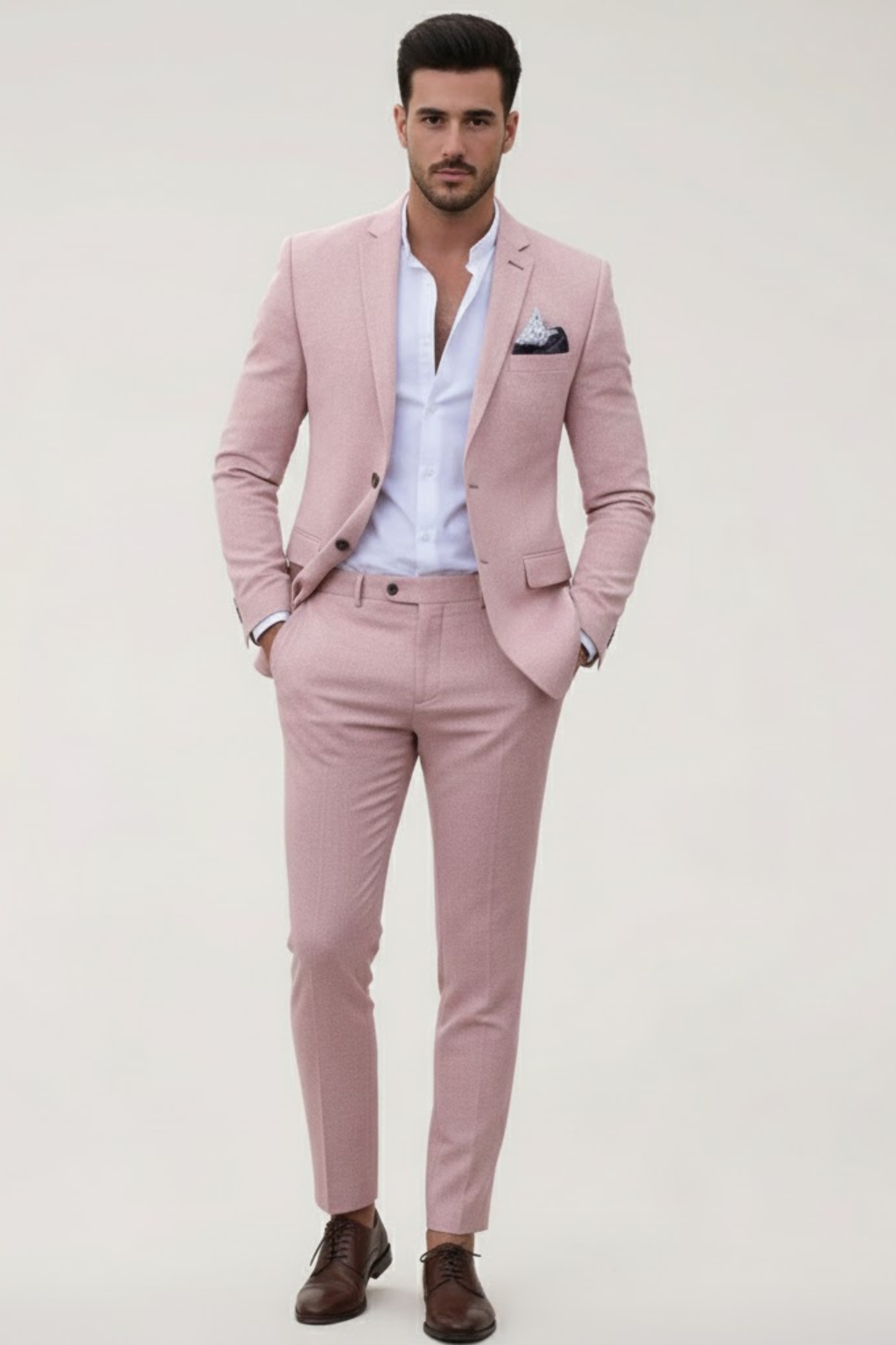Elegant Slim Fit Kostym Herr med Skräddarsydd Kavaj &amp; Byxor | Perfekt för Bröllop och Formella Tillfällen 2