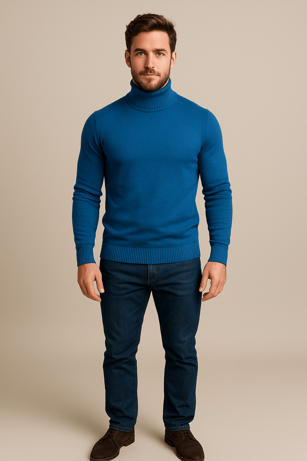 Elegant Slim Fit Turtleneck-tröja för Män med Mjuk Stickad Textur | Mångsidig Stil för Alla Tillfällen 0