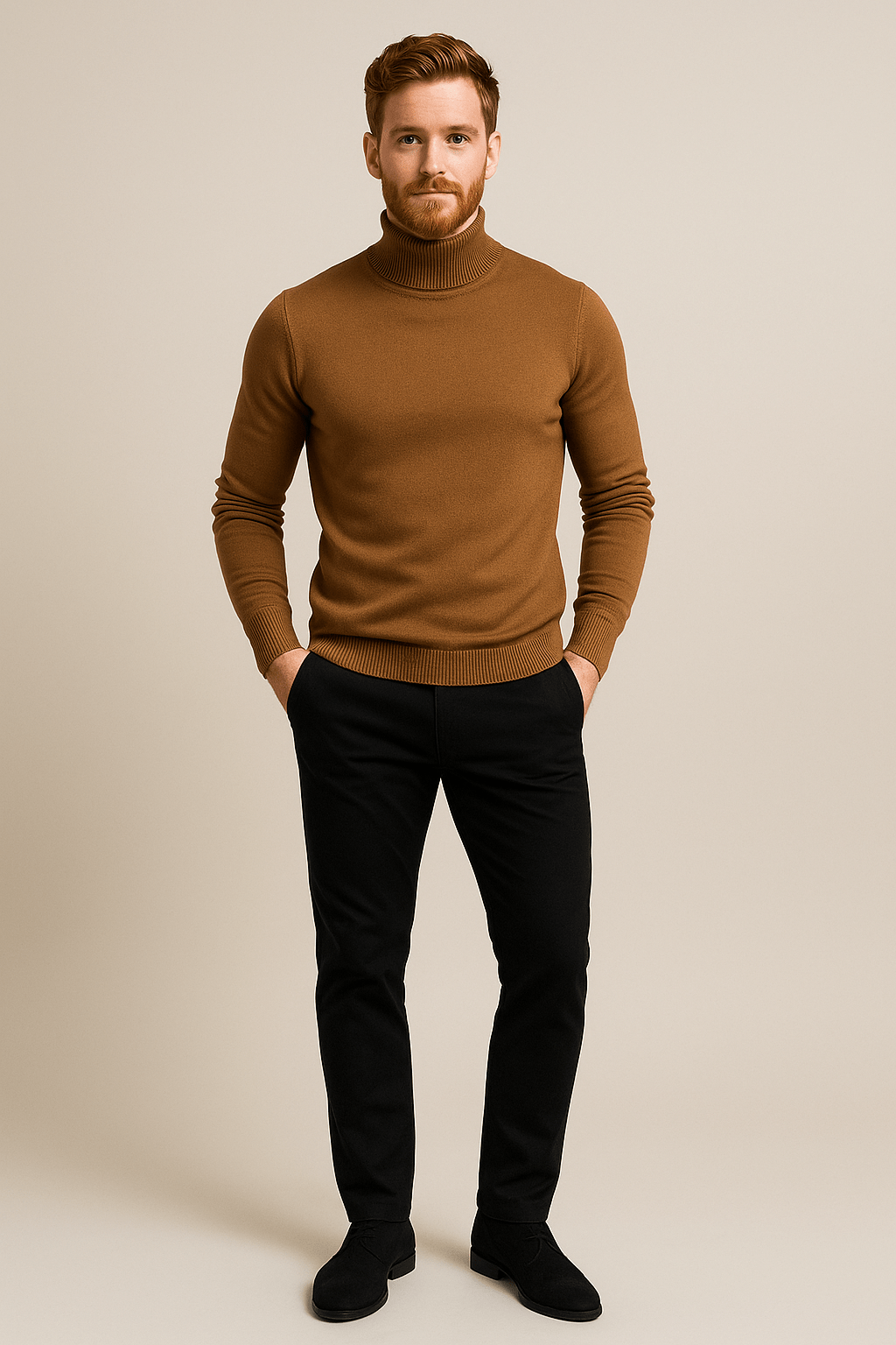 Elegant Slim Fit Turtleneck-tröja för Män med Mjuk Stickad Textur | Mångsidig Stil för Alla Tillfällen 1