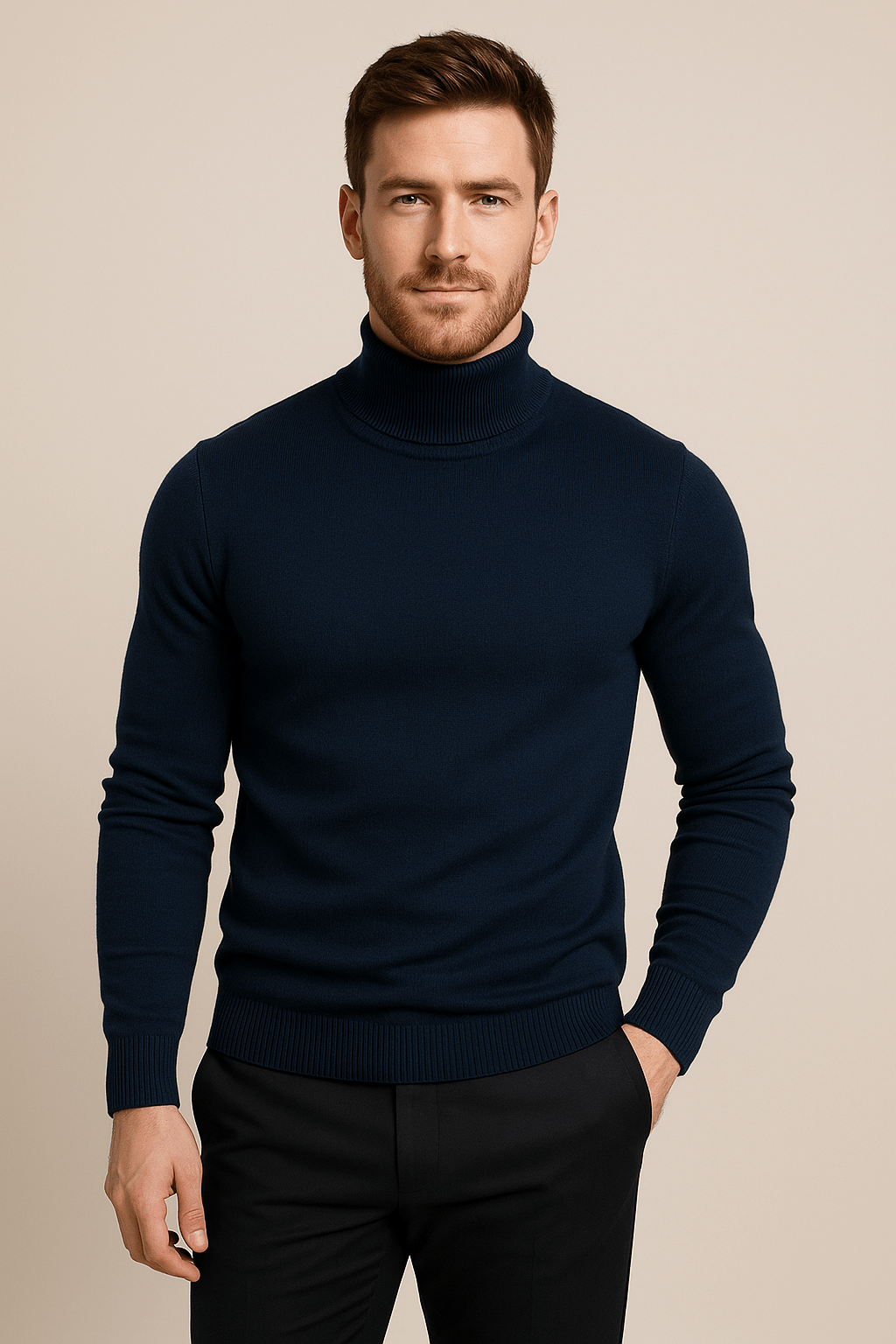 Elegant Slim Fit Turtleneck-tröja för Män med Mjuk Stickad Textur | Mångsidig Stil för Alla Tillfällen 3