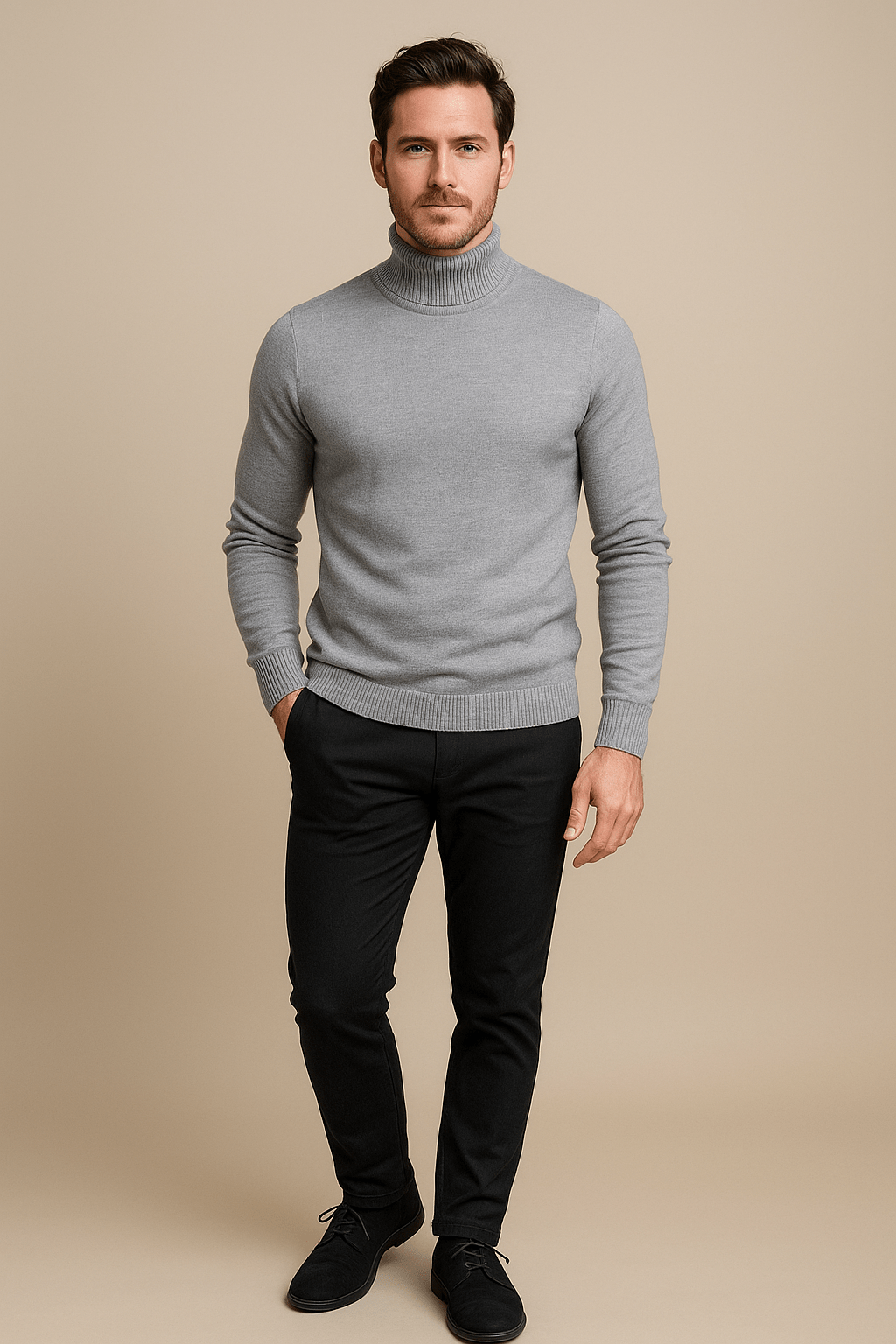 Elegant Slim Fit Turtleneck-tröja för Män med Mjuk Stickad Textur | Mångsidig Stil för Alla Tillfällen 4