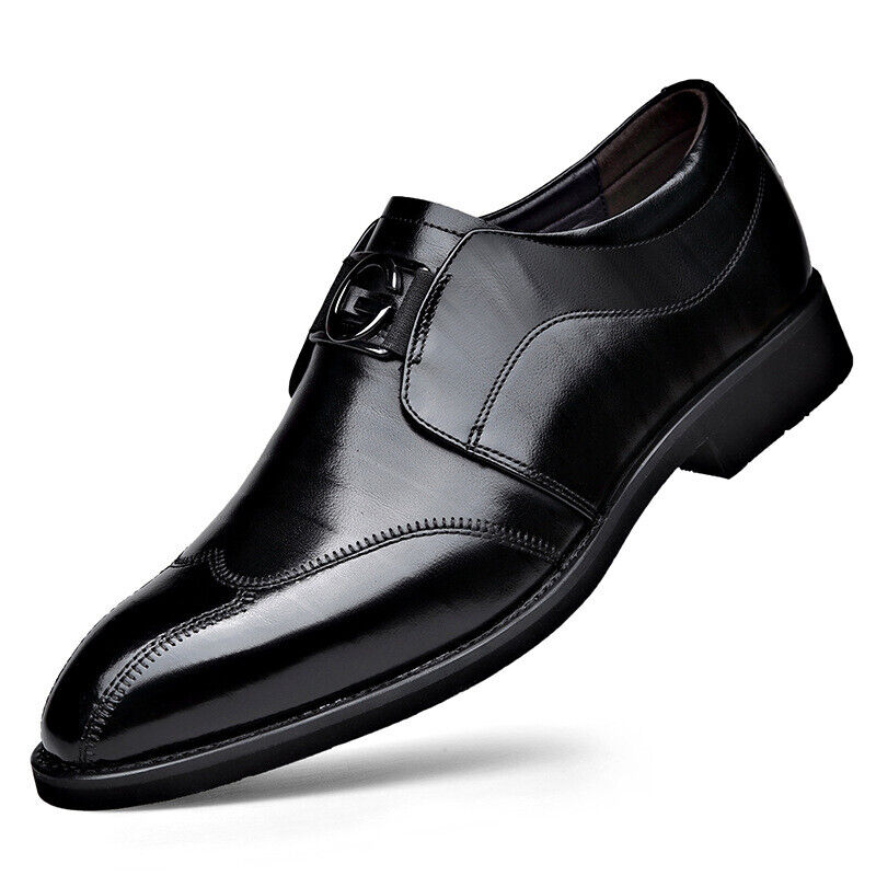 Elegant Slip-On Klänningskor för Män med Vingspetsdetaljer | Kastanjebrun Läder för Komfort och Stil 5