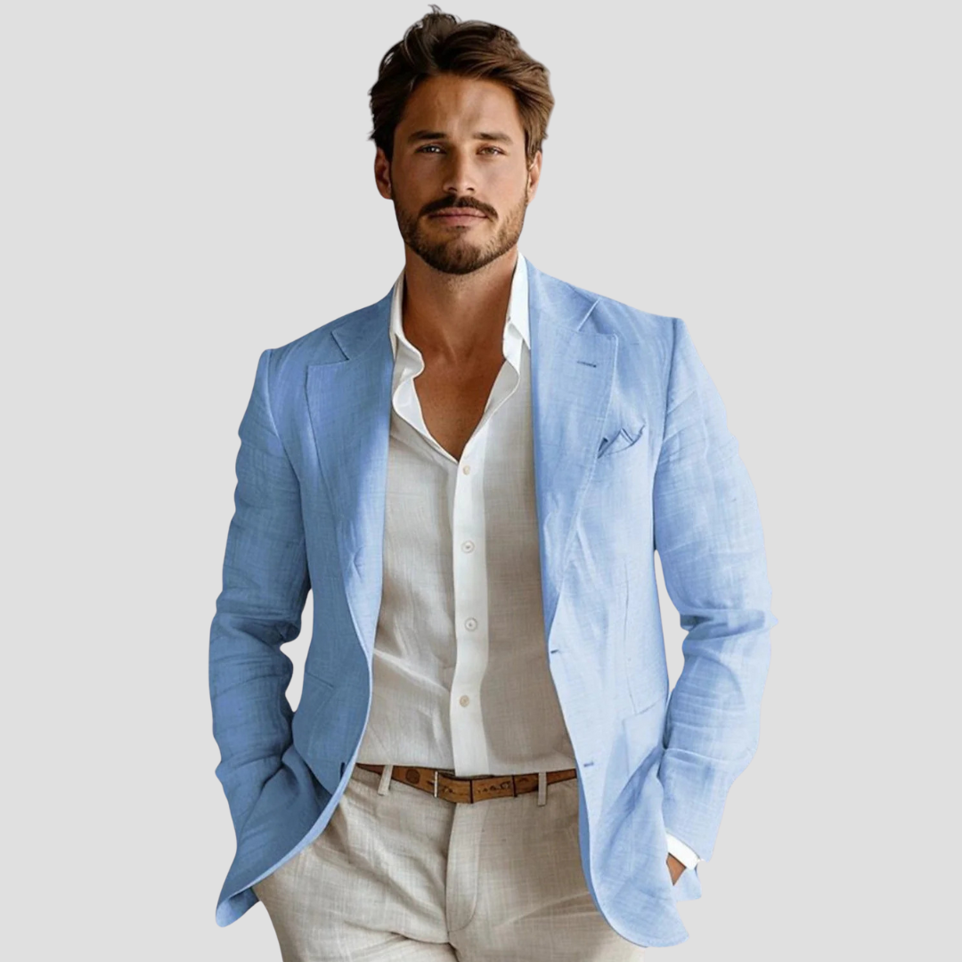 Elegant Sommarblazer i Linne för Män med Lätt Struktur | Perfekt för Varmt Väder 4