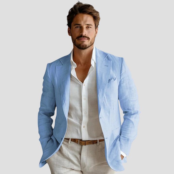 Elegant Sommarblazer i Linne för Män med Lätt Struktur | Perfekt för Varmt Väder 4