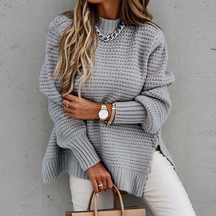 Elegant Stickad Kofta | Lång Cardigan Dam med Ribbade Detaljer | Mysig och Varm för Höst och Vinter 1