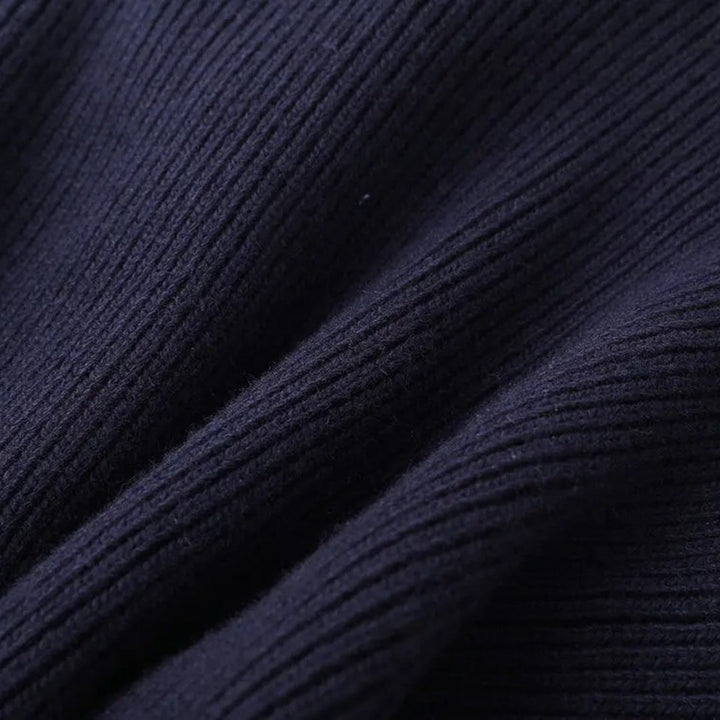 Elegant Stickad Kofta med Knappframsida och Jeansstil Trim | Mångsidig Design för Avslappnad Elegans 4