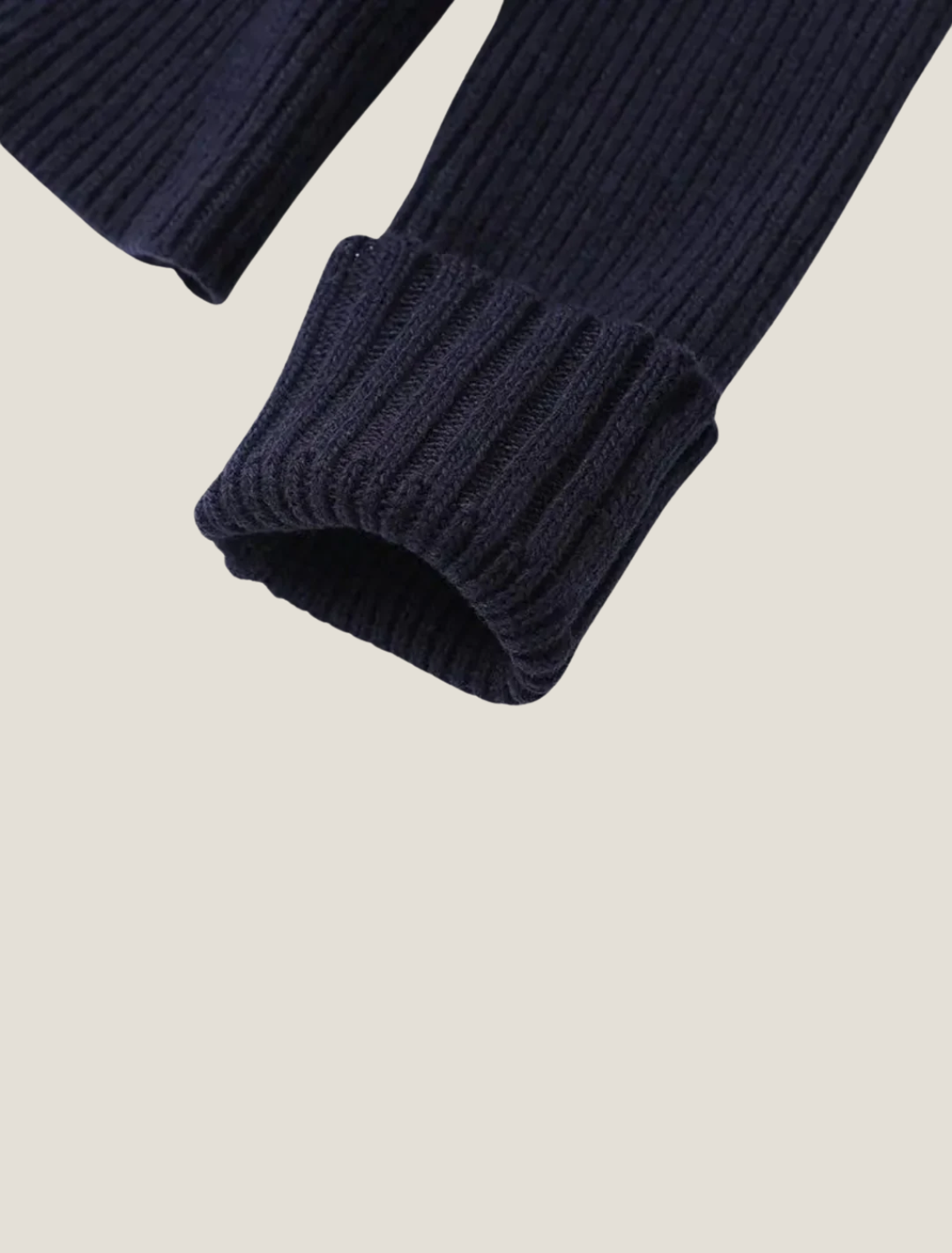 Elegant Stickad Kofta med Knappframsida och Jeansstil Trim | Mångsidig Design för Avslappnad Elegans 5