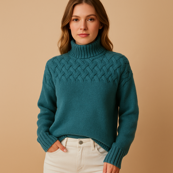 Elegant Stickad Turtleneck-tröja för Kvinnor med Förlängd Passform | Mjuk Textur för Komfort och Stil 0