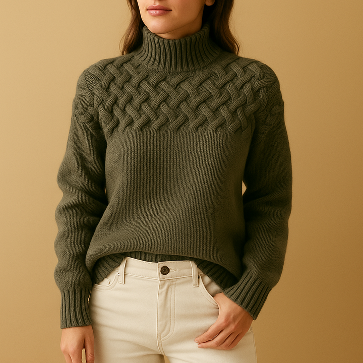 Elegant Stickad Turtleneck-tröja för Kvinnor med Förlängd Passform | Mjuk Textur för Komfort och Stil 3