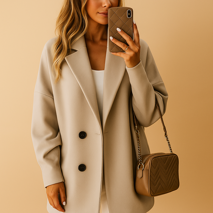 Elegant Svart Lång Kappa Dam med Knappstängning | Tidlös Design för Vinterkomfort 0