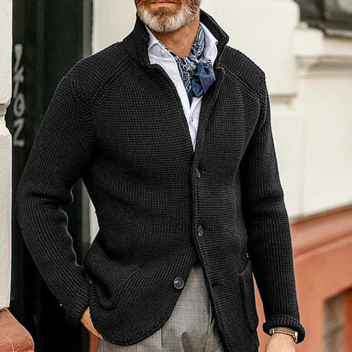 Elegant Svart Stickad Kofta för Män med Mångsidig Design | Bekväm och Slitstark Cardigan 0