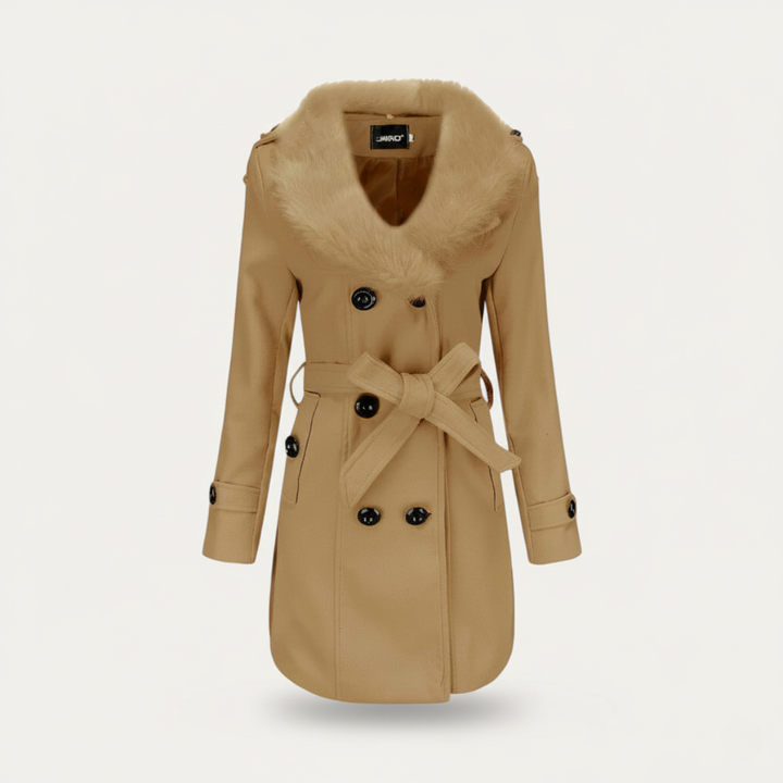 Elegant Svart Trenchcoat för Kvinnor med Fuskpäls och Midjebälte | Tidlös Design för Kalla Månader 6