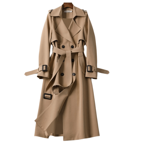 Elegant Svart Trenchcoat för Kvinnor med Justerbart Bälte | Tidlös Design för Raffinerad Stil 0
