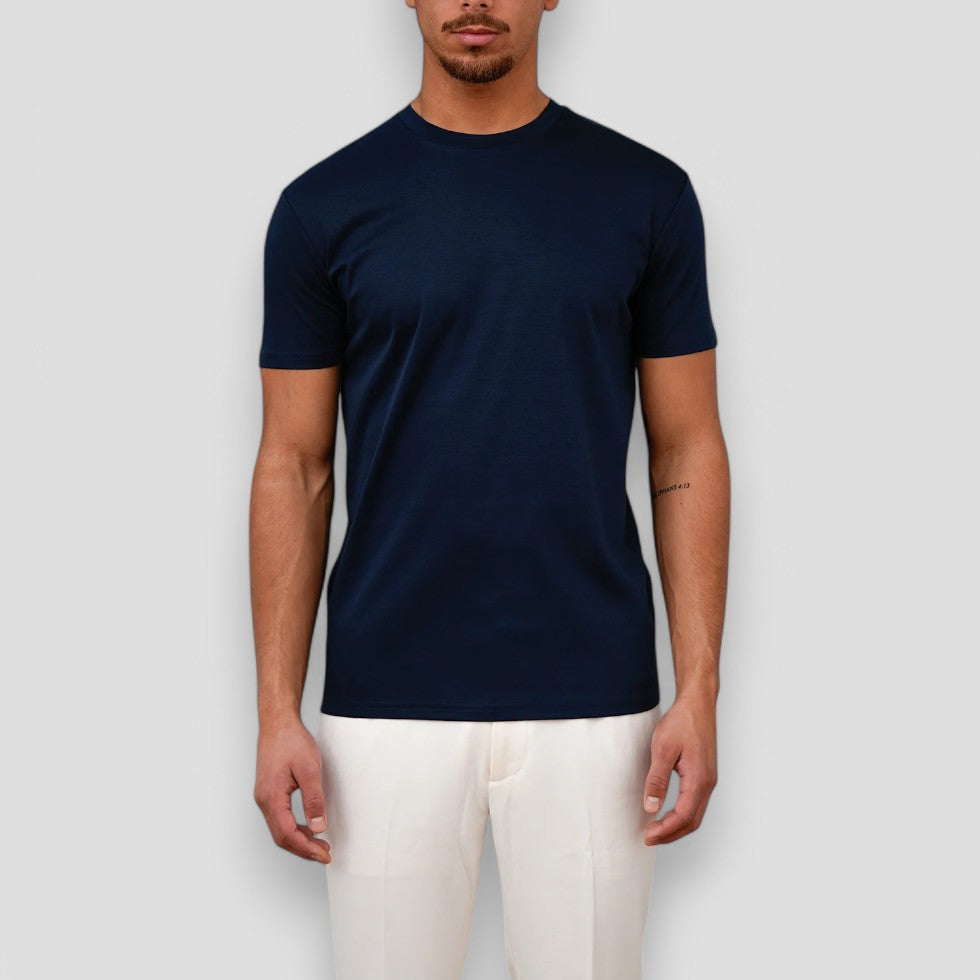Elegant T-shirt | Glänsande Bomullsblandning med Skräddarsydd Passform | Mångsidig Stil för Avslappnade och Smart-Casual Tillfällen 0