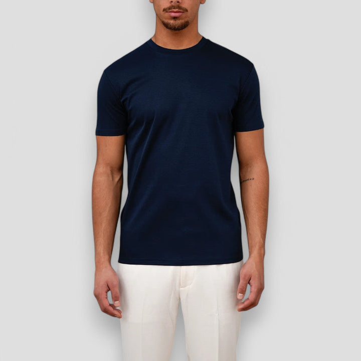 Elegant T-shirt | Glänsande Bomullsblandning med Skräddarsydd Passform | Mångsidig Stil för Avslappnade och Smart-Casual Tillfällen 0
