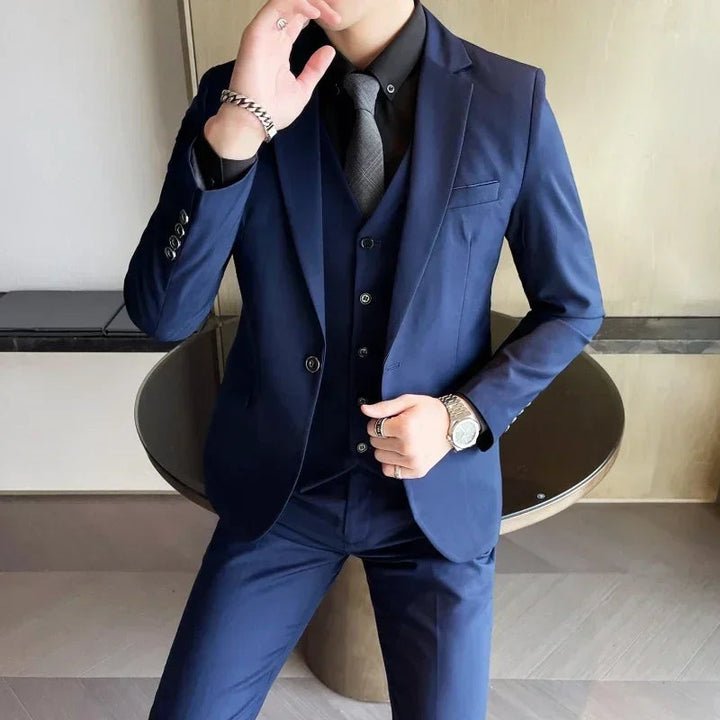 Elegant Tredelad Kostym Herr med Slim Fit Design | Perfekt för Affär och Fest 0