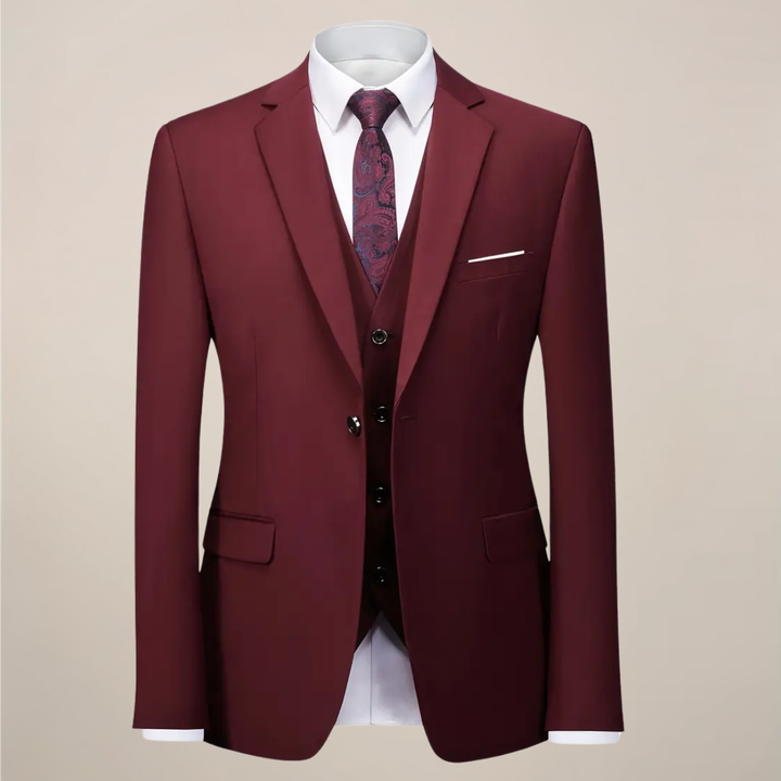 Elegant Tredelad Kostym Herr med Slim Fit Design | Perfekt för Bröllop och Formella Evenemang 0