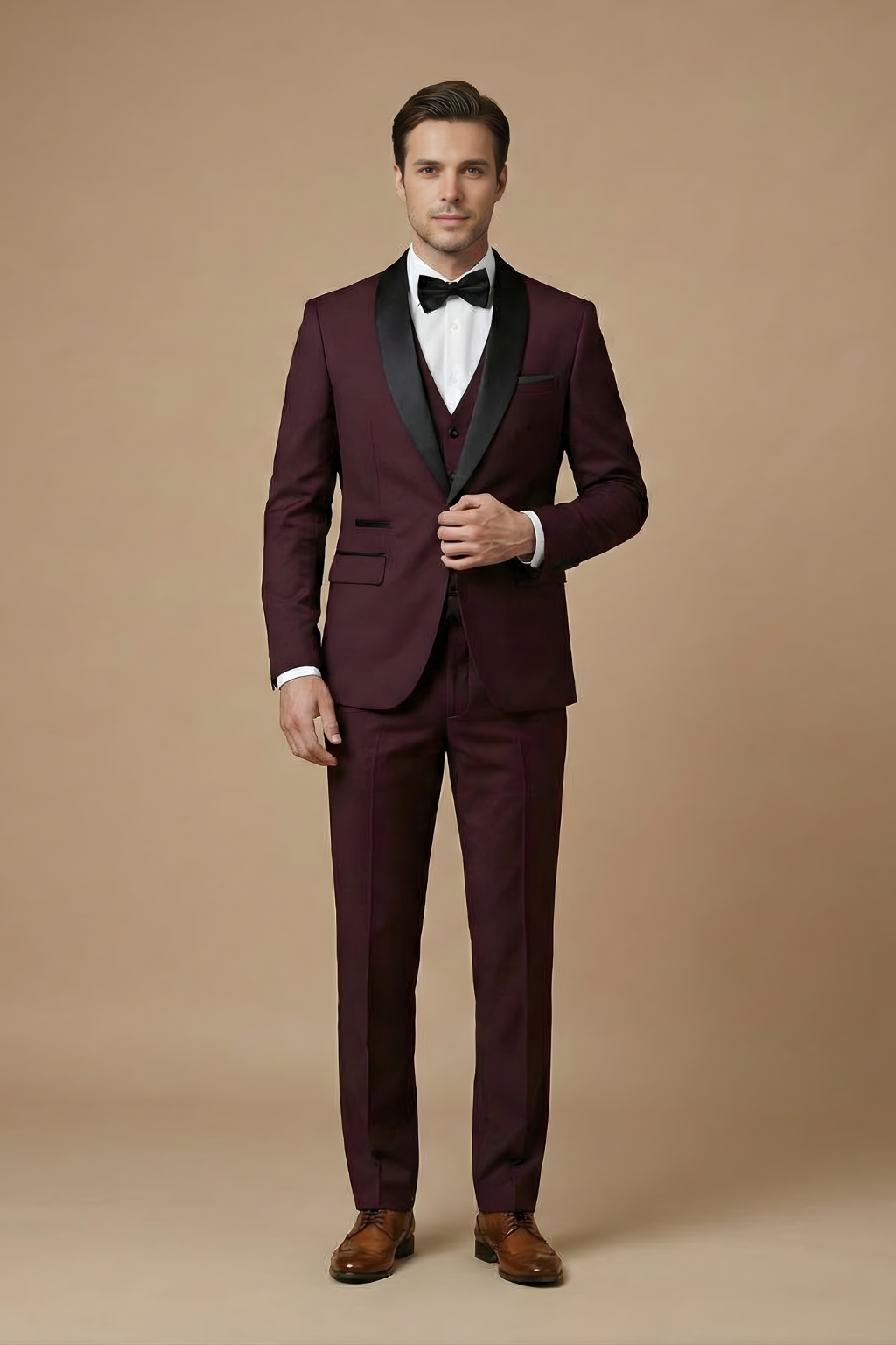 Elegant Tredelad Kostym Herr med Slim Fit och Skräddarsydd Design | Perfekt för Bröllop och Formella Tillfällen 4
