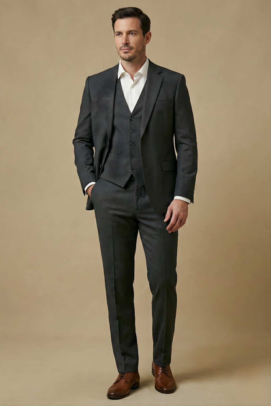 Elegant Tredelad Kostym för Män med Slim Fit Design | Perfekt för Formella Evenemang 7
