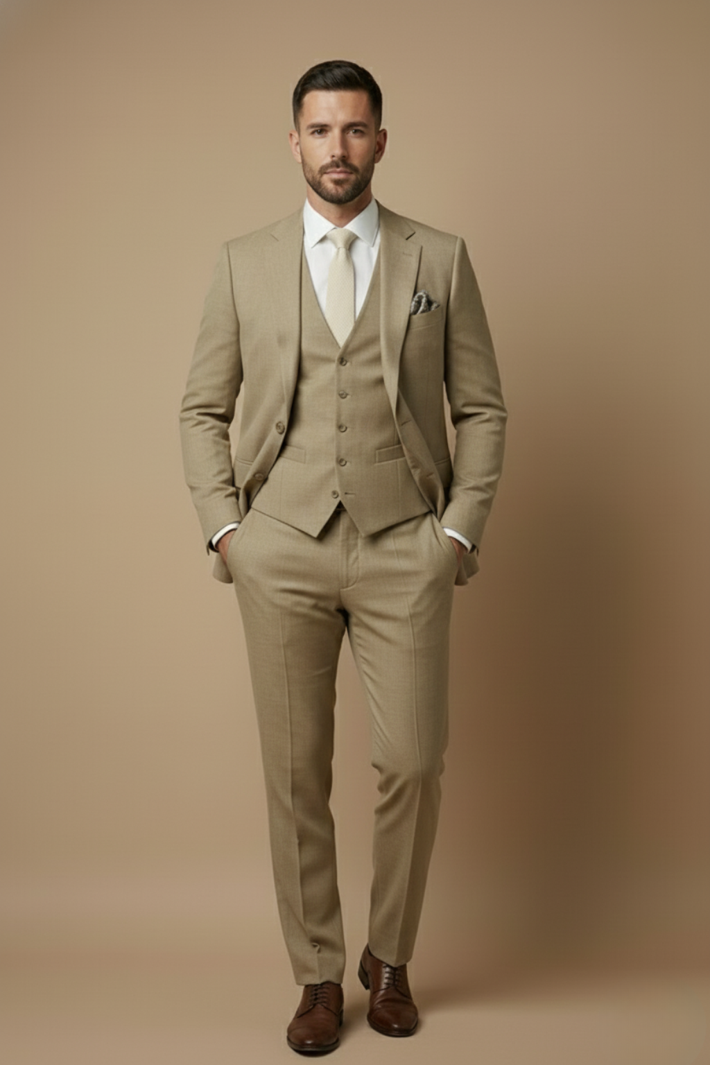 Elegant Tredelad Kostym för Män med Slim Fit Design | Perfekt för Formella Evenemang 8