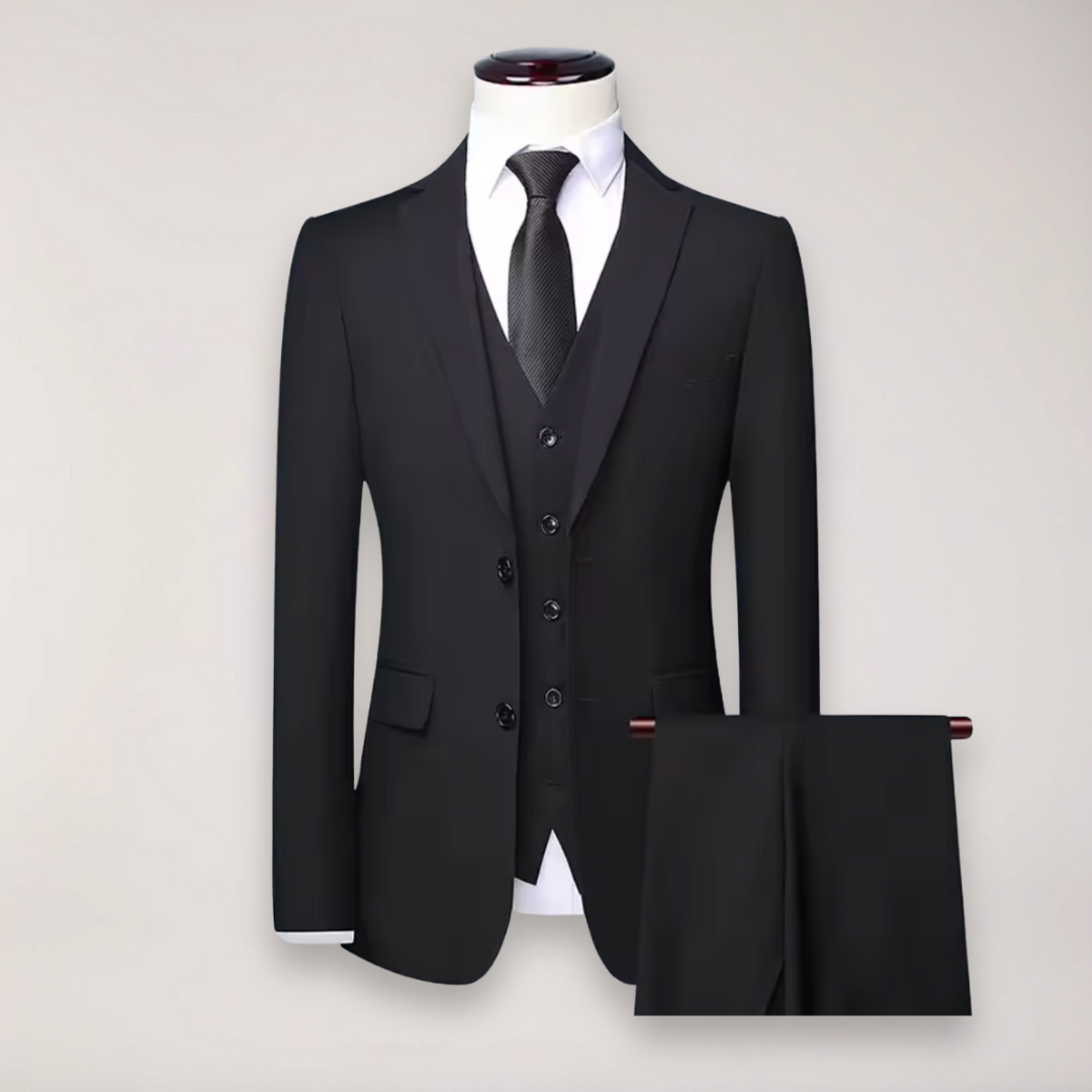 Elegant Tredelad Kostymset för Män med Skräddarsydd Kavaj | Stilren Look för Formella Tillfällen 0
