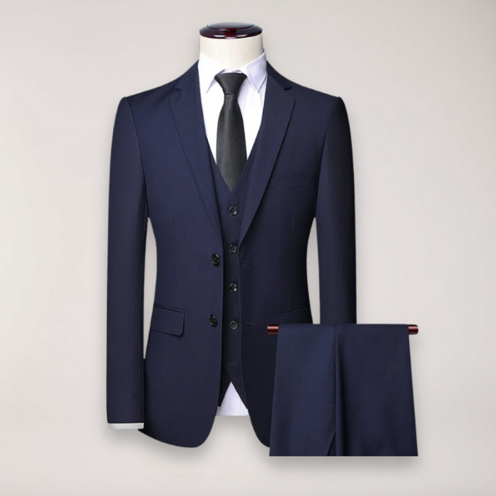 Elegant Tredelad Kostymset för Män med Skräddarsydd Kavaj | Stilren Look för Formella Tillfällen 1