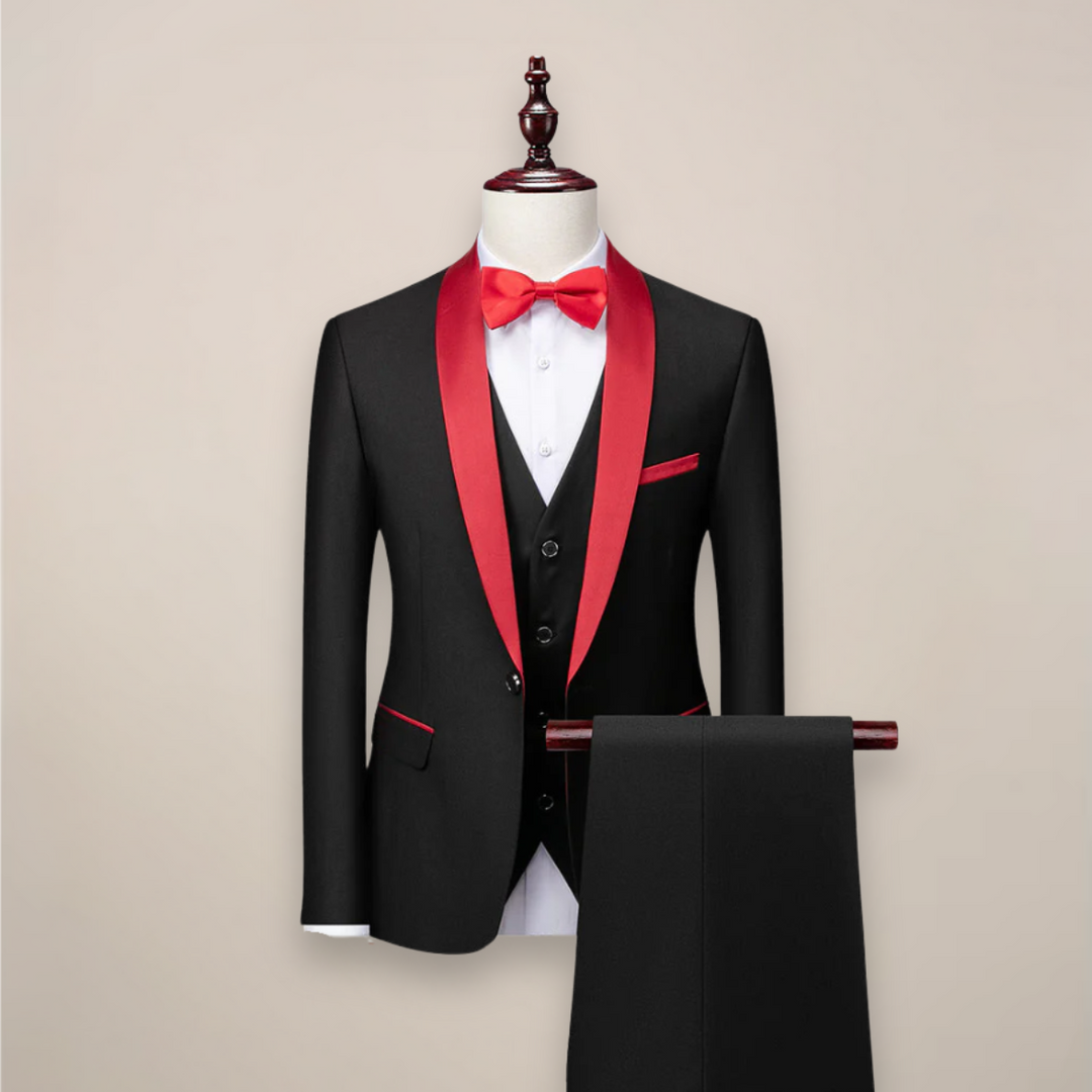 Elegant Tredelad Slim Fit Smoking för Män med Skräddarsydd Design | Tidlös Stil för Formella Tillfällen 4