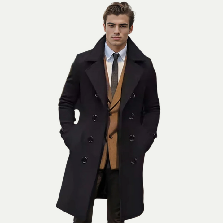 Elegant Trenchcoat Män | Dubbelknäppt Design med Sidfickor | Perfekt för Formella Tillfällen 2