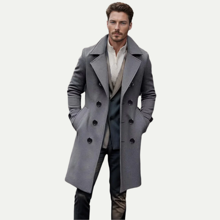 Elegant Trenchcoat Män | Dubbelknäppt Design med Sidfickor | Perfekt för Formella Tillfällen 3