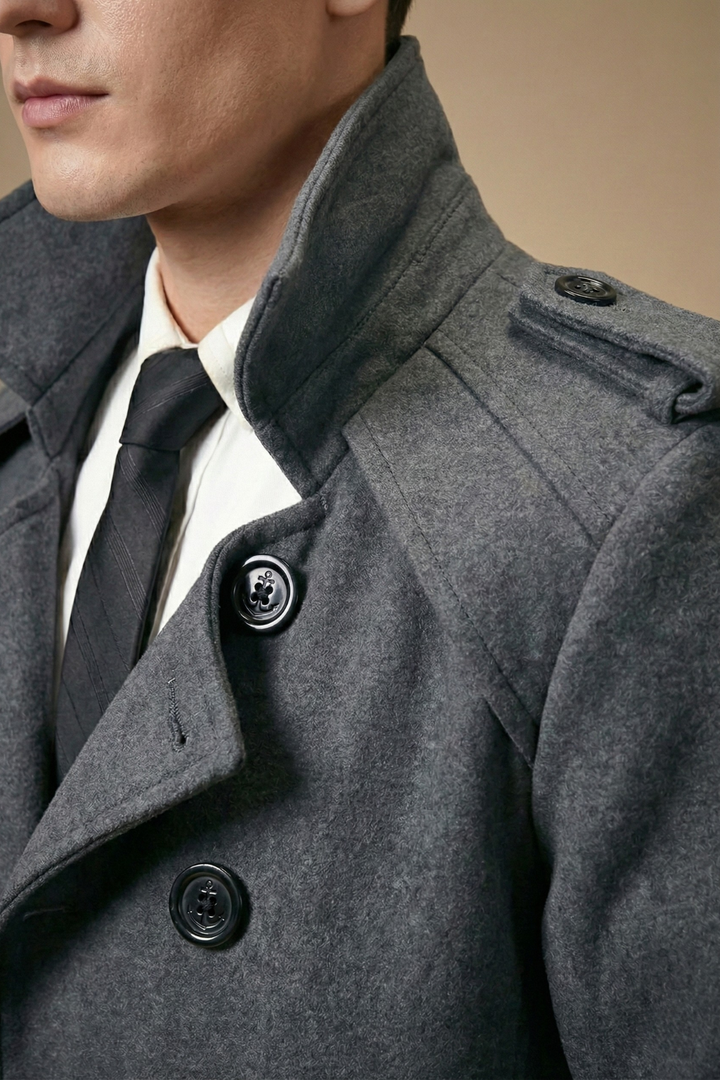 Elegant Trenchcoat Män | Dubbelknäppt Ull Design för Mångsidig Klädsel och Komfort 5