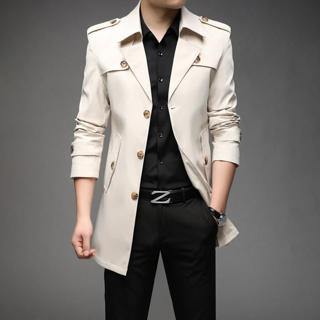 Elegant Trenchcoat Män | Vattentålig Design med Kavajdetalj | Stilren Skydd för Alla Tillfällen 0