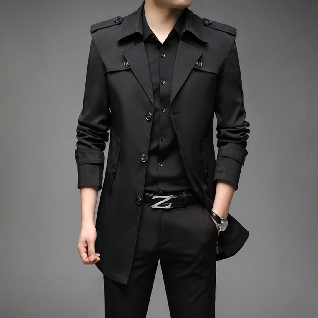 Elegant Trenchcoat Män | Vattentålig Design med Kavajdetalj | Stilren Skydd för Alla Tillfällen 1