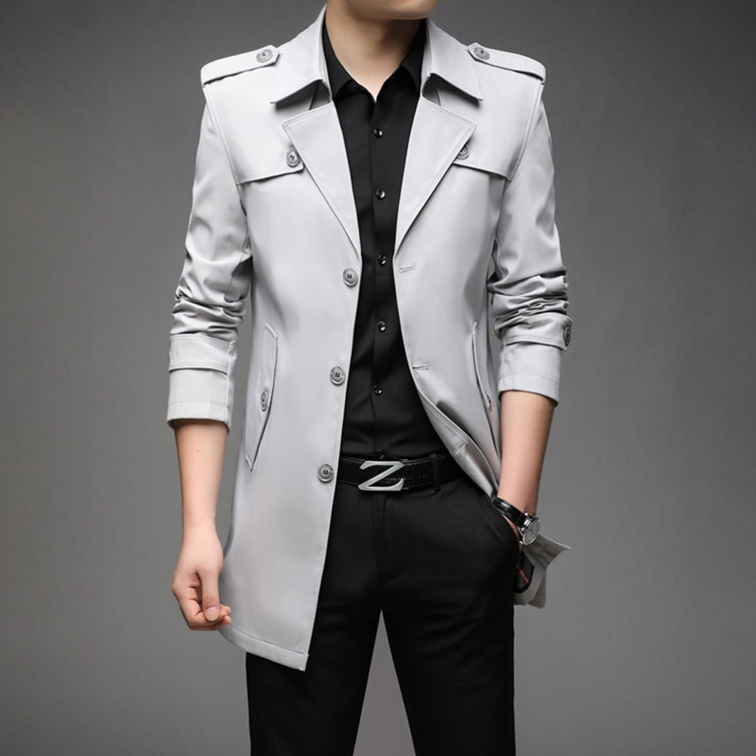 Elegant Trenchcoat Män | Vattentålig Design med Kavajdetalj | Stilren Skydd för Alla Tillfällen 2